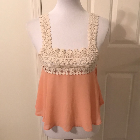 Double Zero Tops - Crochet neckline tank top